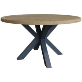 Ringwood Blue Painted 150cm Large Round Dining Table - Oak Top - thumbnail 1