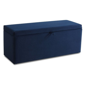 Billie Blue Velvet Fabric Storage Blanket Box