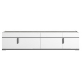Status Mara Day White TV Unit, 195cm with Storage for Television Upto 75inch Plasma with Metal Handle