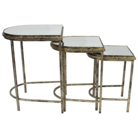 Mindy Brownes India Antique Brass mirrored Top Nest of Tables (Set of 3) - thumbnail 2