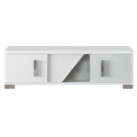 Status Lisa Day White High Gloss Italian TV Unit, 152cm with Storage for Television Upto 60inch Plasma - Assembled