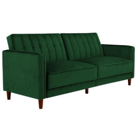 Alphason Pin Tufted Transitional Futon Green Velvet Fabric 2 Seater Sofa Bed - thumbnail 2