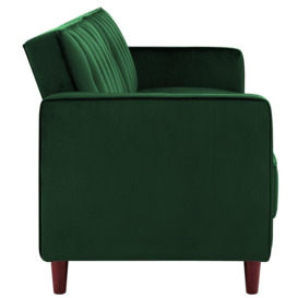 Alphason Pin Tufted Transitional Futon Green Velvet Fabric 2 Seater Sofa Bed - thumbnail 3