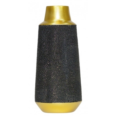 Mindy Brownes Asbury Shimmering Black Faux Shagreen and Gold Large Vase (Set of 4)