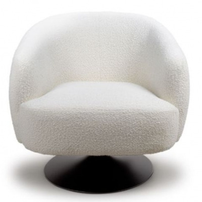 Club Ivory Fabric Swivel Accent Chair - image 1