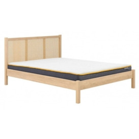 Croxley Oak Bed with Rattan Headboard - Comes in Double and King Size Options
