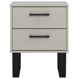 Texas Grey 2 Drawer Bedside Cabinet with Black U Legs
