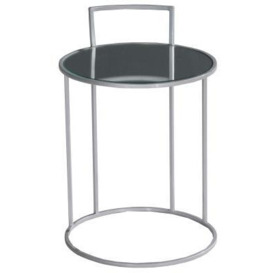 Torrance Glass and Silver Round Side Table