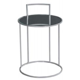 Torrance Glass and Silver Round Side Table - thumbnail 1