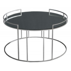 Torrance Glass and Silver Round Coffee Table - thumbnail 1