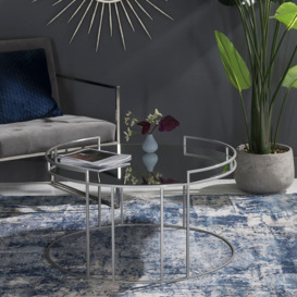 Torrance Glass and Silver Round Coffee Table - thumbnail 3