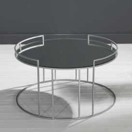 Torrance Glass and Silver Round Coffee Table - thumbnail 2