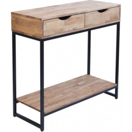 Mirelle Solid Oak Console Table with Black Metal Frame