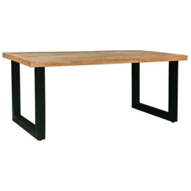 Induse Industrial Dining Table, 160cm Seats 6 Diners Rectangular Top with Black Metal U Legs