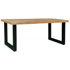 Jawhar Industrial Dining Table, 160cm Seats 6 Diners Rectangular Top with Black Metal U Legs