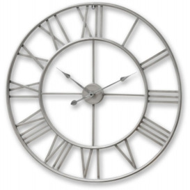 Hill Interiors Large Silver Skeleton Wall Clock