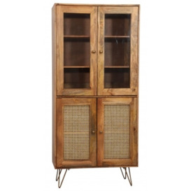 Solan Mango Wood Display Cabinet with 4 Door