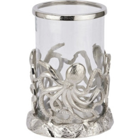 Hill Interiors Silver Octopus Candle Hurricane Lantern