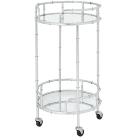 Hill Interiors Glass Top Silver Round Drink Trolley
