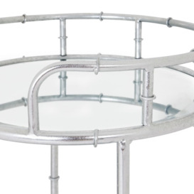 Hill Interiors Glass Top Silver Round Drink Trolley - thumbnail 2