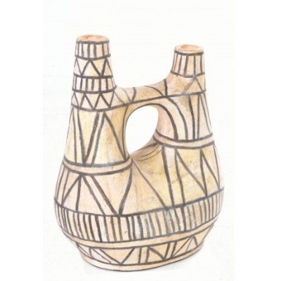 Ancient Mariner Village Pottery Abstract White Vase - image 1