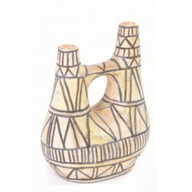 Ancient Mariner Village Pottery Abstract White Vase - thumbnail 2