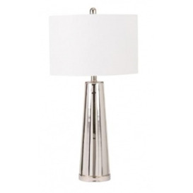 Silver Glass Table Lamp with White Linen Shade