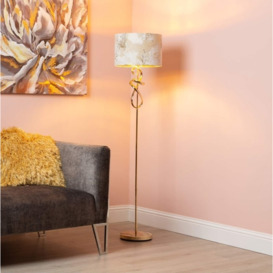 Gold Swirl Floor Lamp Ivory Linen Shade - thumbnail 3