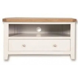 Sambhar Corner TV Cabinet - Oak and White Painted