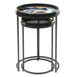 Olin Nest of 2 Tables -  Black Blue and Yellow