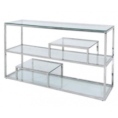 Harry Tier Glass and Chrome Console Table - image 1