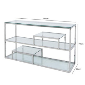 Harry Tier Glass and Chrome Console Table - thumbnail 2