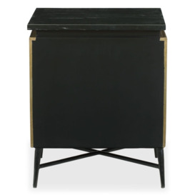 Glam Flute Gold 2 Drawer Bedside Cabinet with Black Marble Top - thumbnail 2
