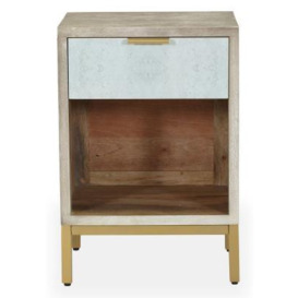 Temis Faux Marble Finish Grey Washed 1 Drawer Bedside Cabinet