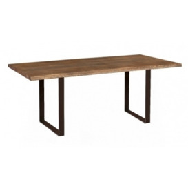 Carlton Modena Oiled Oak Dining Table, 200cm with U styled metal Legs Rectangular Top - thumbnail 1