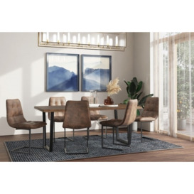 Carlton Modena Oiled Oak 6 Seater Dining Table, 150cm with U styled metal Legs Rectangular Top - thumbnail 2