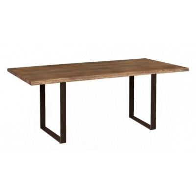 Carlton Modena Oiled Oak 6 Seater Dining Table, 150cm with U styled metal Legs Rectangular Top - image 1