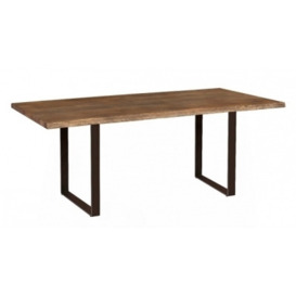 Carlton Modena Oiled Oak 6 Seater Dining Table, 150cm with U styled metal Legs Rectangular Top - thumbnail 1