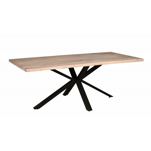 Carlton Modena Natural Oiled Oak 8 Seater Dining Table, 200cm with Spider metal Legs Rectangular Top - image 1