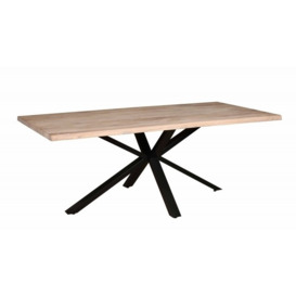 Carlton Modena Natural Oiled Oak 8 Seater Dining Table, 200cm with Spider metal Legs Rectangular Top - thumbnail 1