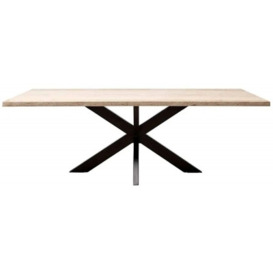 Avalon Travertine Stone and Black 230cm Dining Table with Spider Legs - thumbnail 1