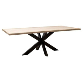 Avalon Travertine Stone and Black 230cm Dining Table with Spider Legs - thumbnail 2