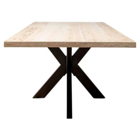 Avalon Travertine Stone and Black 230cm Dining Table with Spider Legs - thumbnail 3