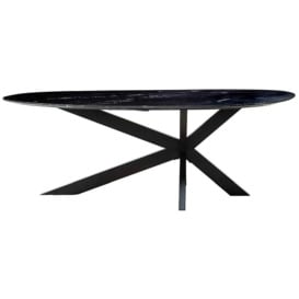 Trocadero Black Marble 220cm Dining Table with Spider Legs