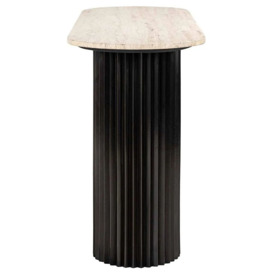 Hampton Travertine Marble and Black Fluted Ribbed Console Table - thumbnail 3