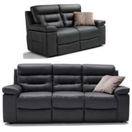 Amalfi Dark Grey Italian Leather 3+2 Seater Recliner Sofa Set