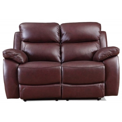 Rivoli Burgundy Leather 2 Seater Recliner Sofa - image 1