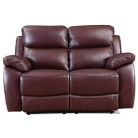 Rivoli Burgundy Leather 2 Seater Recliner Sofa - thumbnail 1
