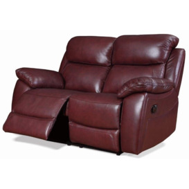 Rivoli Burgundy Leather 2 Seater Recliner Sofa - thumbnail 2