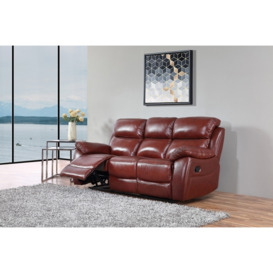 Rivoli Burgundy Leather 3 Seater Recliner Sofa - thumbnail 2